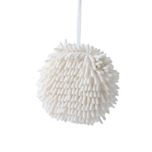Chenille Hand Towel Ball 15x15cm Off White Elastic Rope Quick Dry Home Use - Product Image 4