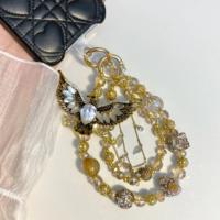 Breloque de téléphone en strass Aile d'Aigle Doré, pendentif de sac artisanal lourd, cordon de poignet, cadeau bijoux pour femme