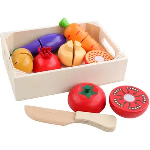 Play Food Toys Cutting Fruit Vegetables Set Magnetic Wooden Cooking Food Pretend Play Kitchen Kits Early Educational Toys