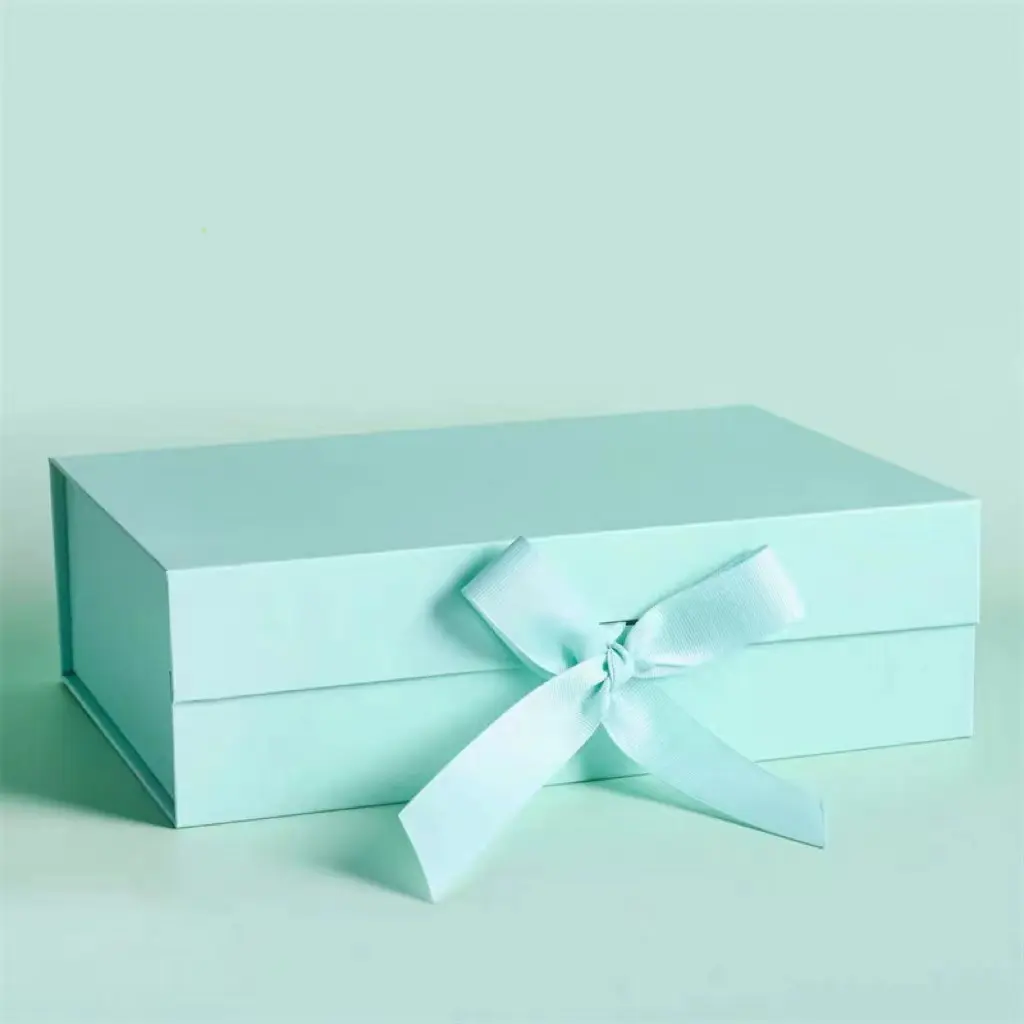 Confezione regalo con chiusura personalizzata di lusso di vendita calda scatola pieghevole magnetica con confezione regalo pieghevole con fiocco in nastro con chiusura magnetica