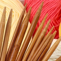 Lot de 75 aiguilles à tricoter courtes en bambou carbonisé de 15 cm/5,91 po pour fils épais, idéales pour les pulls, portables et écologiques