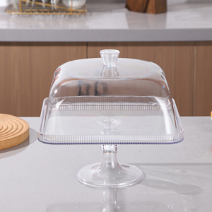 Base Rectangular Transparente para Pastel con Cubierta de Domo, Bandeja de Exhibición de Alimentos con Pedestal para Postres, Buffet, Fiestas, Hogar, Panadería, Cafetería - Product Image 5