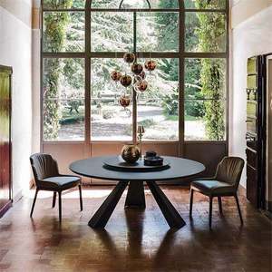 Ensemble de meubles de banquet de <span class=keywords><strong>restaurant</strong></span> d'hôtel de luxe, grande table à manger ronde en bois avec <span class=keywords><strong>centre</strong></span> rotatif - Product Image 4