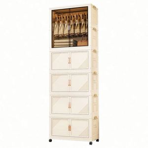 Haogle Multi-layer Folding Plastic <b>Stackable</b> Children's Bedroom <b>Wardrobe</b> 3-Layer Double Door Space-Saving Foldable - Product Image 5