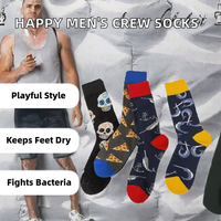 Chaussettes décontractées en coton pour hommes, respirantes, écologiques, séchage rapide, motifs amusants, colorées, absorbant la transpiration