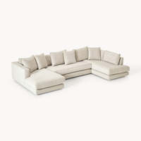 Conjunto de Sofás Modulares de Tela Minimalistas Modernos con Estructura de Madera Maciza y Relleno de Espuma de Alta Resiliencia para Muebles de Hotel y Hogar