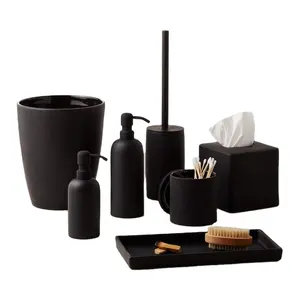 High-end Black Color Polyresin Seven-piece Bathroom Set for Hotel