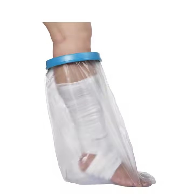 Reusable Medical Waterproof Cast Protector for Adult Short Leg Foot & Ankle Broken Leg Support (PP + PVC + Silicone)