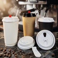 Gobelet à café jetable en papier écologique de qualité alimentaire à double paroi de 90 mm de diamètre, 3 oz, avec couvercle anti-fuite pour boissons glacées et jus