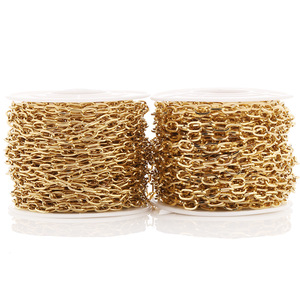Cadena ovalada de acero inoxidable chapada en oro para la fabricación de collares H1552 - Product Image 5