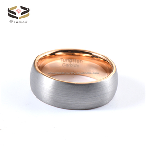 Anelli di Fidanzamento Classici a Cupola 8mm in Tungsteno Spazzolato Argento e Oro Rosa per Uomo e Donna, Fedi Nuziali Comfort Fit Invisibili - Product Image 3