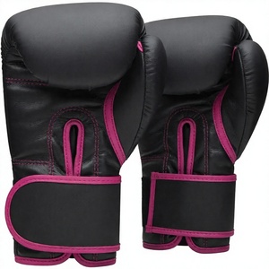 Gants de boxe noirs à doigts entiers, gants d'entraînement avec sangle de poignet auto-agrippante, en cuir respirant pour le sparring, prix de gros, OEM - Product Image 3
