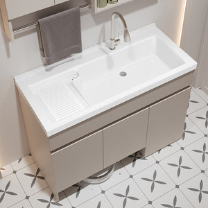 Modern <b>Wall</b>-Mounted Bathroom Vanity Ceramic Basin 60-Inch <b>Rectangle</b> MDF Cabinet Contemporary Design 3-Year Warranty Eco-Friendly - Product Image 2