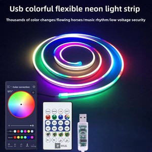 Bande lumineuse LED flexible contrôlée par circuit intégré, synchronisée au son de la musique, lumière néon RGB, application intelligente, lumières colorées pour la <span class=keywords><strong>maison</strong></span> - Product Image 2