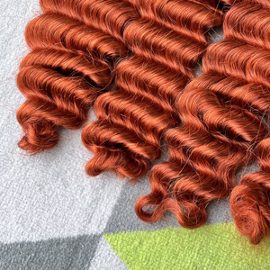 Rosso <span class=keywords><strong>Rame</strong></span> Vibrante # 350 Fasci di Capelli Umani Vietnamiti Grezzi di Alta Qualità, Grado 12A, Ondulati Profondi - Product Image 4