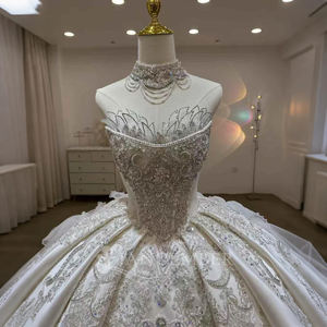 Vestidos de Novia de Lujo con Cuentas Brillantes, Cola Larga y Esponjosa, Vestido de Novia Personalizado Lsjj25 - Product Image 5