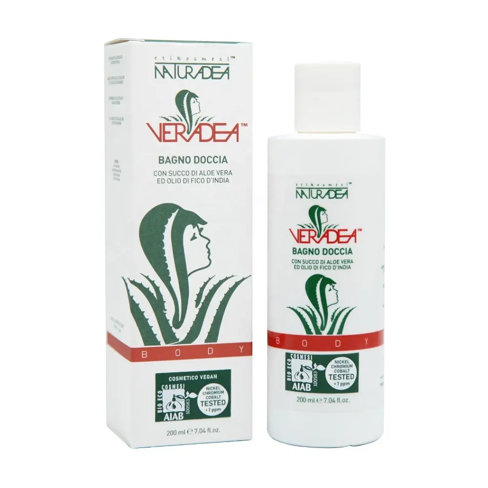 Veradea Vegan Shower Gel com Aloe vera e óleo de pera espinhosa para toda a pele 200ml Italiano Alta qualidade