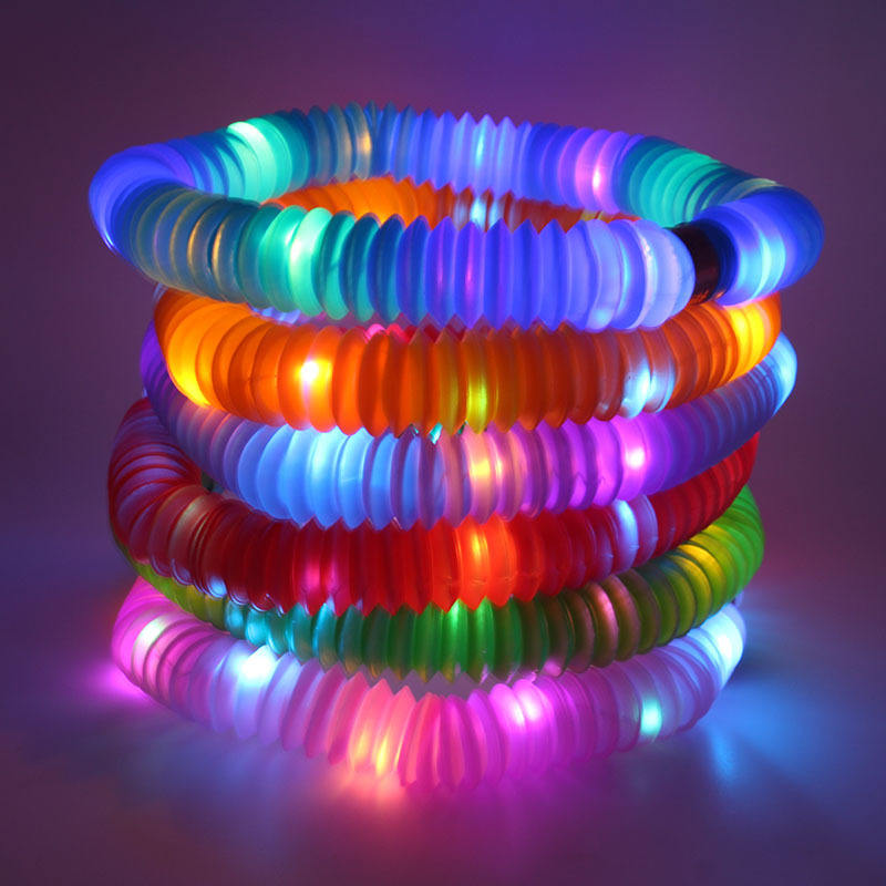 Children's Decompression Luminous Telescopic Tube Color Stretch Plastic Tube Corrugated Tube Flashing Toys