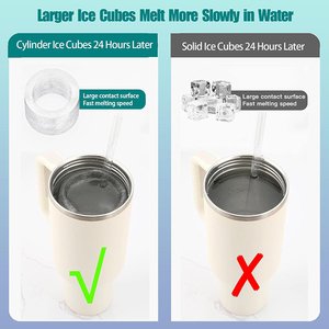 Molde de cubitos de hielo de silicona de grado alimenticio, fabricante de bandejas con tapa para taza de viaje, vaso Stanley, taza, <span class=keywords><strong>3</strong></span> cilindros de silicona huecos, molde de hielo - Product Image 5