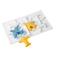 Moule en silicone rectangulaire classique populaire 6 en 1 pour décoration de gâteaux, pâtisseries et fondants, motif avion 3D brillant