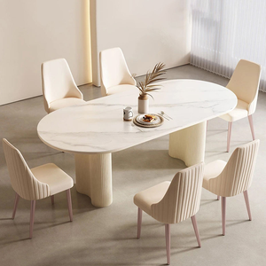 Ensemble de table et de chaises de salle à manger ovales <span class=keywords><strong>en</strong></span> pierre frittée, brillantes, modernes, durables et écologiques, 4 places - Product Image 2