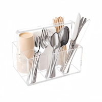 Transparenter Acryl-Besteckorganizer, Verbessert die Tischordnung und Einfachheit der Nutzung für Küche, Messer, Gabeln