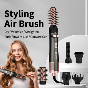 SHINON <span class=keywords><strong>Brosse</strong></span> coiffante à air chaud 6-en-1 avec boucleur automatique 360° °   Rotation et revêtement céramique pour sécher, lisser et boucler tous les types de <span class=keywords><strong>cheveux</strong></span> - Product Image 1
