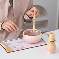 Accessoires pour la cérémonie du thé, bol à matcha avec bec verseur et fouet en bambou, cuillère à thé, tamis en acier inoxydable, ensembles d'outils pour le matcha