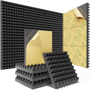 Pannelli Fonoassorbenti Piramidali Sonicism, Confezione da 12, Autoadesivi 12x12x2", Pannelli Acustici ad Alta Densità per Pareti, Rapida Espansione del Suono - Product Image 1
