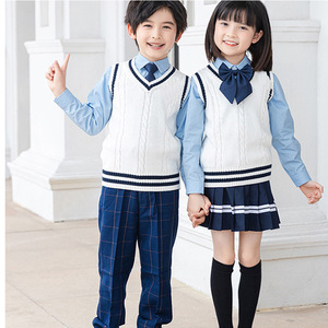 <span class=keywords><strong>Gilet</strong></span> en coton tricoté doux style universitaire pour enfants, uniforme scolaire pour garçons et filles, style preppy - En stock - Product Image 4
