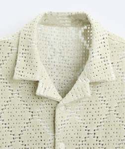 Custom Comfortable Breathable <b>Knit</b> Crochet Short Sleeve <b>Cardigan</b> Fashion Design <b>Men's</b> Knitwear - Product Image 6