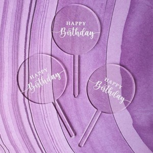 Décoration de gâteau transparente en acrylique « Honey And Sweetness », Joyeux Anniversaire, imprimée UV, fournitures pour fête d'anniversaire - Product Image 4