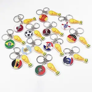 Qatar WC keychain Argentina Brazil Germany France national flag team emblem key chain bag pendant keychain