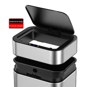 Contenedor de <span class=keywords><strong>Basura</strong></span> Inteligente de Acero Inoxidable de Gran Capacidad (<span class=keywords><strong>30L</strong></span>, 40L, 50L) con Ruedas, Automático, para Uso Comercial - Product Image 5