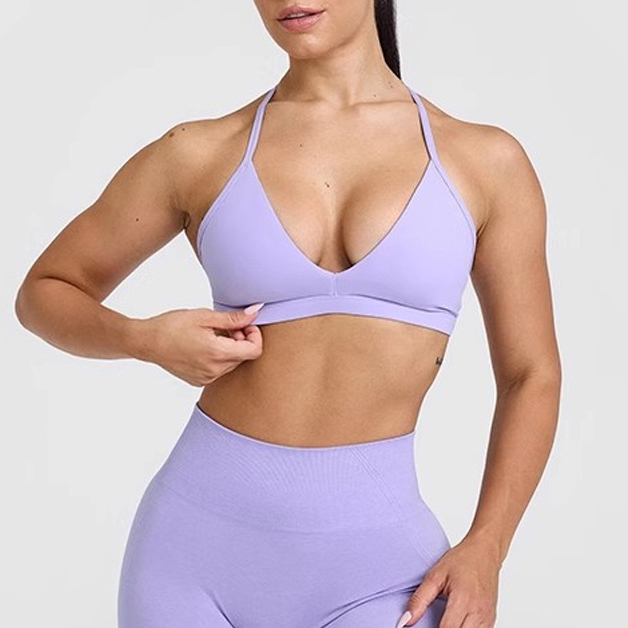 Deep V Sports Bra Women Backless High Support Impact Yoga Top Running Fitness Workout Gym Top