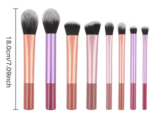 Pinceaux de maquillage en fibres synthétiques de haute qualité, 8 pièces, à tube long, avec logo personnalisé, outils de beauté pour les lèvres, avec manche confortable - Product Image 2