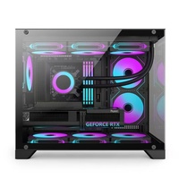 Venta al por mayor de aluminio Gaming PC Case Panel de vidrio templado vista completa Desktop Computer Case RGB MATX Case PC Gabinete Carcasa para PC