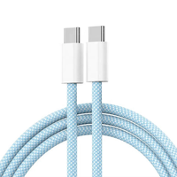Kabel Type-C ke Type-C 60W, Kabel Pengisian Cepat 60W untuk iPhone 15 Pro Max, Kabel Data Braided untuk iPhone 1M 2M untuk Ponsel