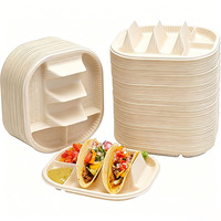 Plateaux à tacos jetables et compostables avec logo personnalisé, compartiments à sauce intégrés pour Taco Tuesday