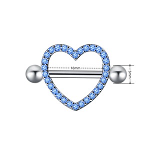 1 pièce d'accessoires sexuels pour femmes Anneau de téton double diamant en forme de cœur Piercing corporel sexy Anneau de téton en acier inoxydable Bijoux - Product Image 3