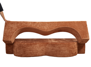 Sofá Cama Moderno Curvo de Dos Plazas, Tapizado en Tela Comprimida al Vacío, para Sala de Estar - Product Image 2