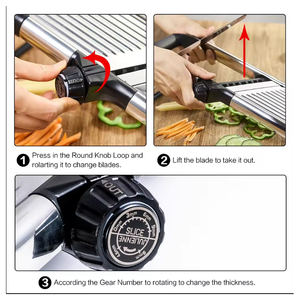 Lovfe <span class=keywords><strong>5</strong></span> <span class=keywords><strong>In</strong></span> <span class=keywords><strong>1</strong></span> Verstelbare Roestvrijstalen Handmatige Mandoline Fruit-En Groentesnijder Voor Salade Keukenvoorbereiding - Product Image 5