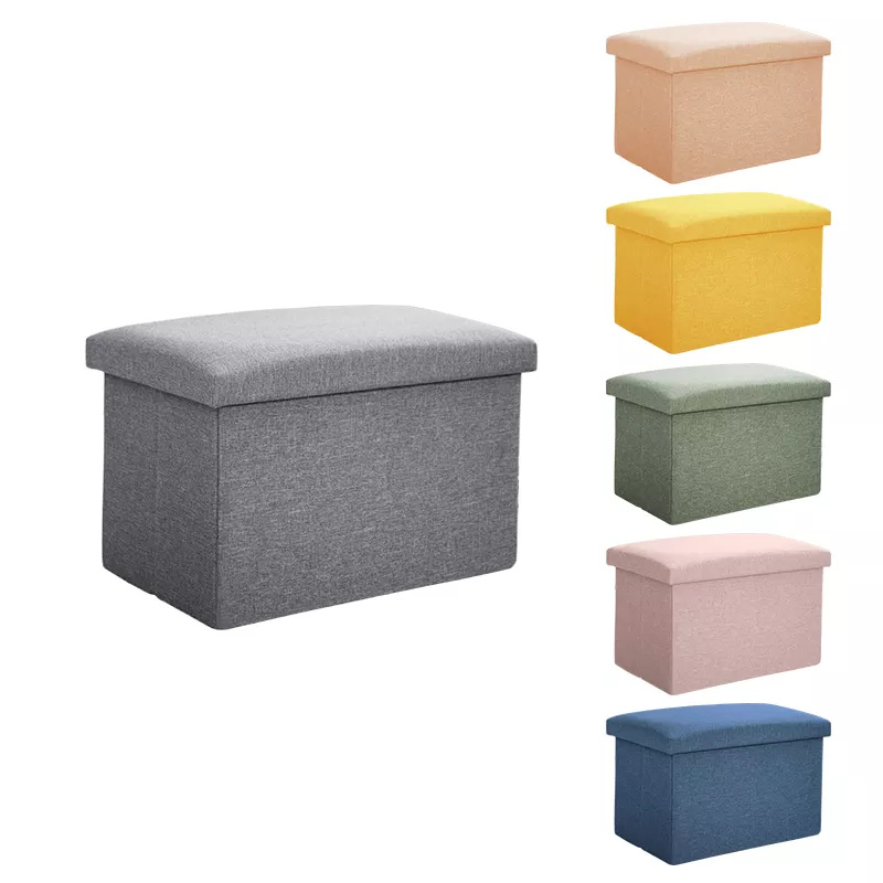 Лидер продаж Amazon, складной табурет для дома, гостиной, складной табурет для хранения, льняной табурет