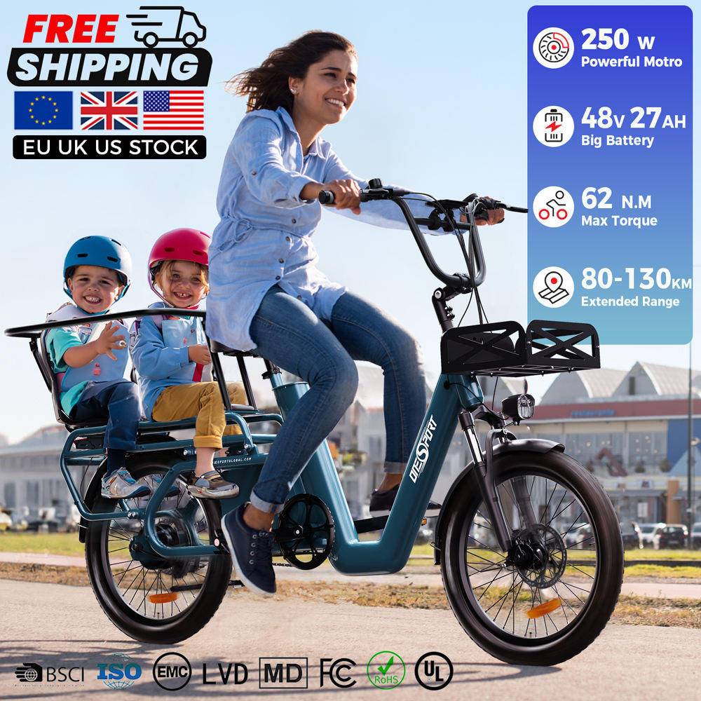 Electric Cargo Bike 750W Motor, Foldable Design