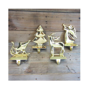 Soporte para medias de ciervo de latón, decoración navideña, último diseño, soporte para medias de árbol de Navidad pulido de latón para - Product Image 1