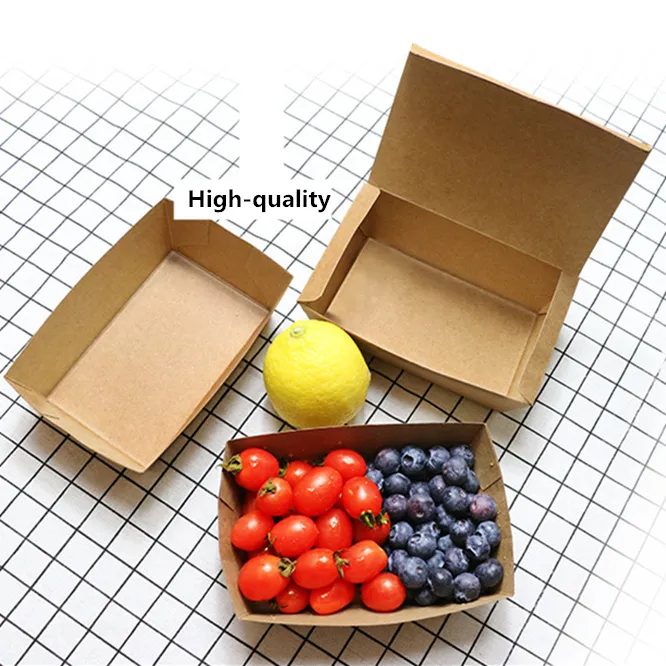 Özel Logo baskı tek kullanımlık Take Away gıda ambalajı yemek kabı kahverengi Kraft kağıt gıda kutuları çıkar