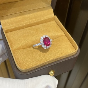 Mới đến Hight chất lượng 9K/14k/18K vàng Nhẫn đính hôn 18K phòng thí nghiệm phát triển <span class=keywords><strong>Ruby</strong></span> Vòng 1.7ct cổ điển Halo Vòng cho quà tặng - Product Image 3