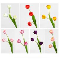 Vente en gros d'usine, 3 têtes de tulipes artificielles, tulipes à longue tige, fleurs en soie pour centre de table de mariage, décoration de la maison, vase