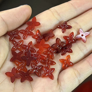 Piedras Sueltas de Ágata Roja Natural, Gemas en Forma de Flor de Cuatro Hojas para la Elaboración de Joyas - Product Image 3