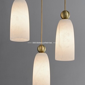 Lustre LED en albâtre, suspension <span class=keywords><strong>de</strong></span> luxe en laiton et marbre, lampe suspendue moderne en <span class=keywords><strong>cascade</strong></span> pour escalier, éclairage personnalisé pour plafond <span class=keywords><strong>de</strong></span> hall d'entrée - Product Image 5